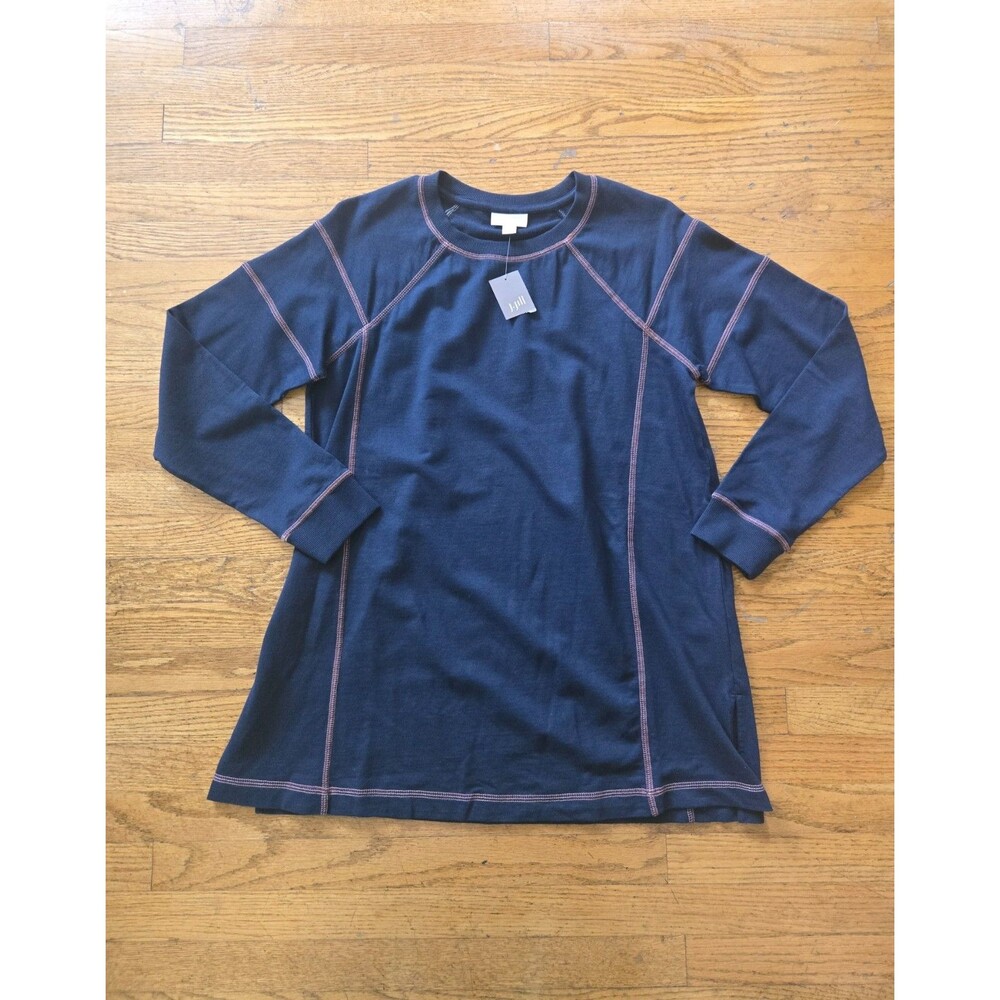 J Jill Fit Navy Blue Double Stitch Long Sleeve Comfort Tunic Small NWT